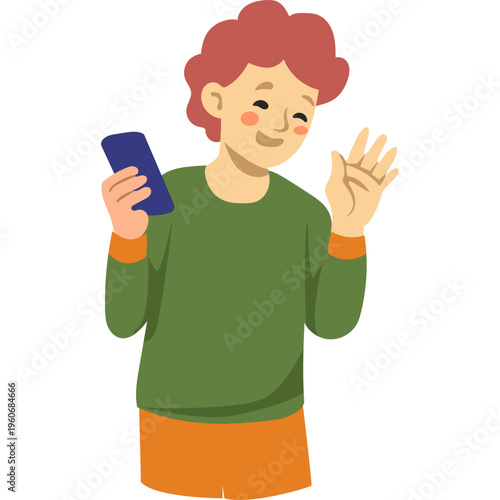 Illustration of Person Using a Mobile Phone