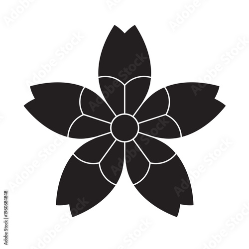 日本の伝統的な植物紋の家紋「桜紋」のイラストベクターデータ