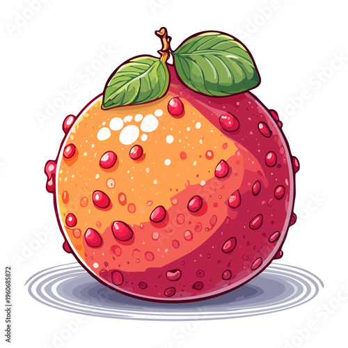 Red bumpy citrus fruit for organic healthy snack and fresh food illustration graphic design projects - Vector Illustration