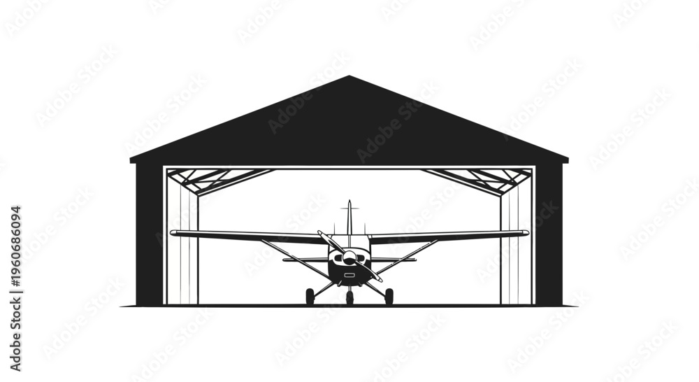 Photography An airplane inside a hangar