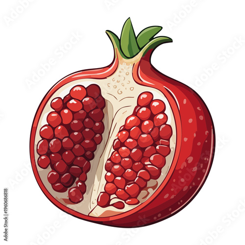 Bright pink dragon fruit slice with black seeds showcasing exotic pitaya texture for smoothie bowl designs - Vector Illustration