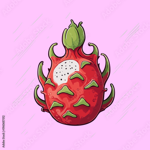 Half cut durian showing creamy yellow fruit segments for exotic southeast asian food market graphics - Vector Illustration