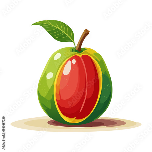 Sliced green apple for healthy school snack and organic fruit diet nutrition educational visuals - Vector Illustration
