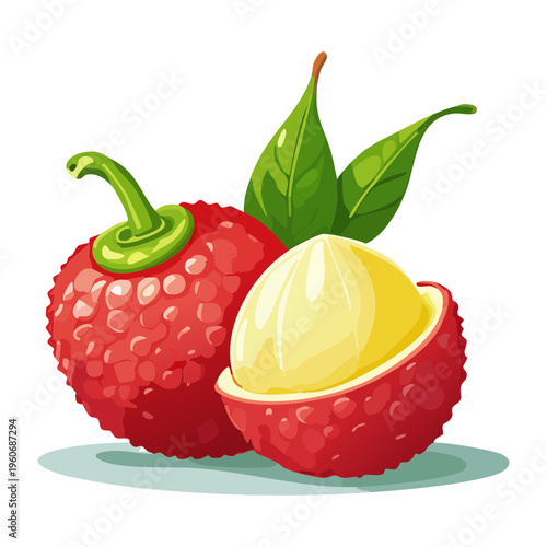 Sliced green pear for autumn harvest and healthy organic fruit snack recipe card visual materials - Vector Illustration