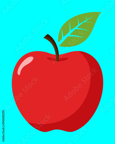 Whole red apple for healthy diet and school snack pack menu visuals - Vector Illustration