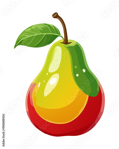 Pear with leaf for autumn fruit harvest and healthy organic snack garden graphics - Vector Illustration