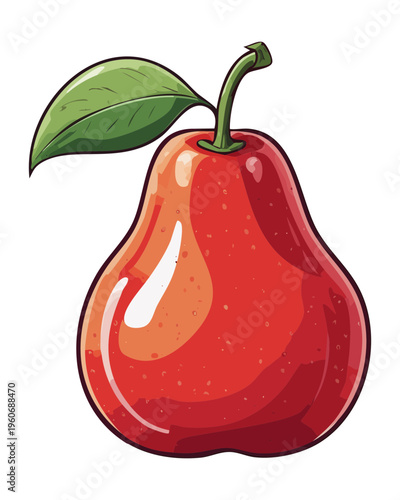 Ripe red pear for autumn fruit harvest and traditional kitchen still life graphics - Vector Illustration