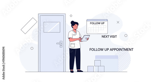 Nurse with Tablet and Calendar for Follow Up Appointment