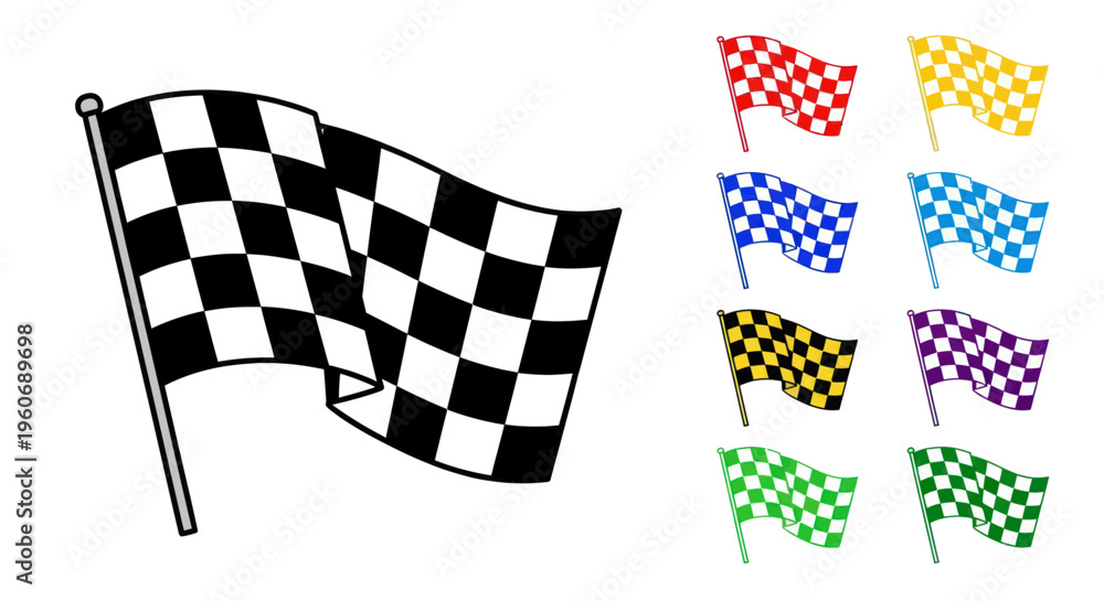 Obraz premium Checkered Flag Collection - Racing, Victory, and Sports Symbols