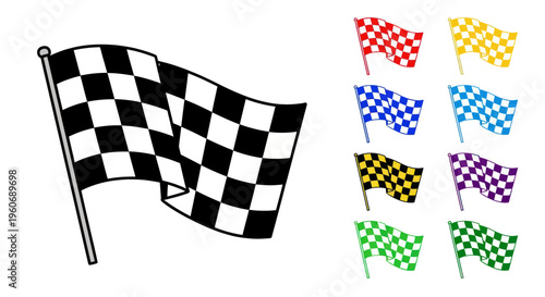 Checkered Flag Collection - Racing, Victory, and Sports Symbols