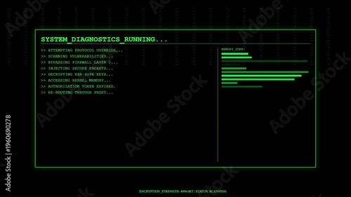 Futuristic Cybersecurity System Hacking Interface Digital Override.