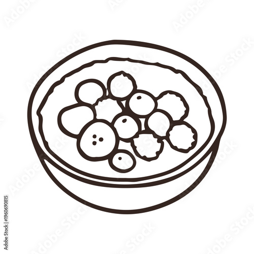 Healthy breakfast bowl with milk and toppings