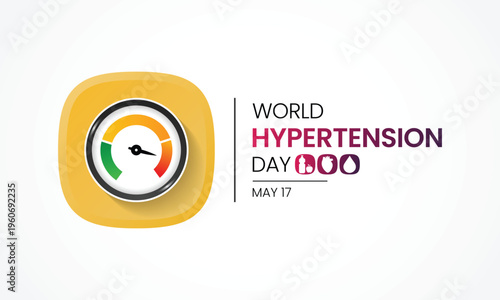 World Hypertension day is observed every year on May 17th. High blood pressure, also called hypertension, is blood pressure that is higher than normal. Vector illustration.