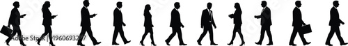 Business people walking silhouette, corporate men and women, office workers, professional team, formal wear, teamwork, leadership, career, success, business lifestyle, corporate environment