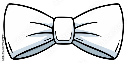 Clean, crisp illustration of a white bow tie, formal attire