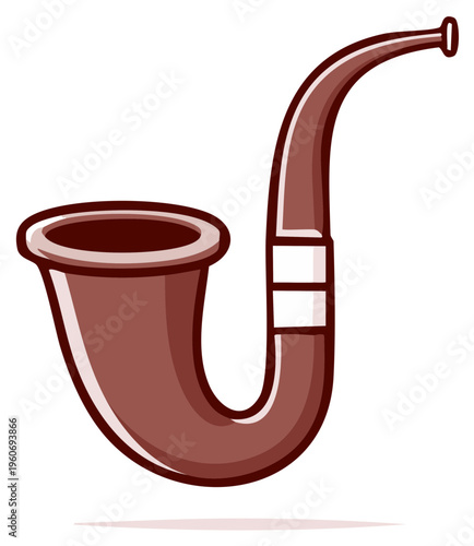 Simple brown smoking pipe cartoon illustration with classic design