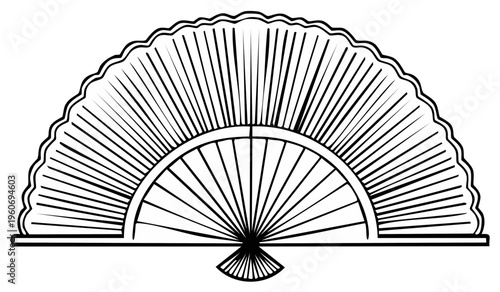 Elegant hand fan with detailed lines and intricate design, classic vintage accessory.