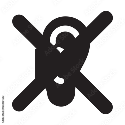 Mute icon symbol: silence, no sound, hearing impaired, off, forbidden, prohibited, cancelled