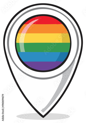 Vibrant rainbow flag inside a GPS map location pin icon representing LGBTQ+ pride and diverse community Free Download Vibrant rainbow flag inside a GPS map location pin icon representing LGBTQ+ pride and diverse community - GFXLoad