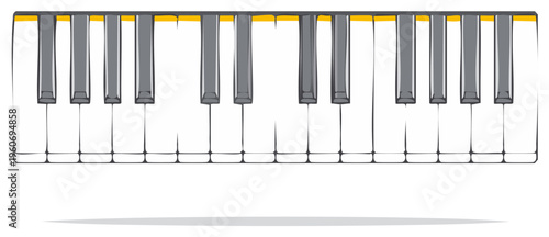 Piano Keyboard with a modern minimal cartoon-like design illustration