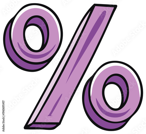 Purple 3D Percentage Symbol Illustration Discount Sale Finance Business Concept