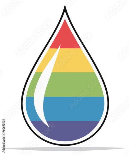 Vibrant rainbow colored liquid drop graphic symbol illustration design concept