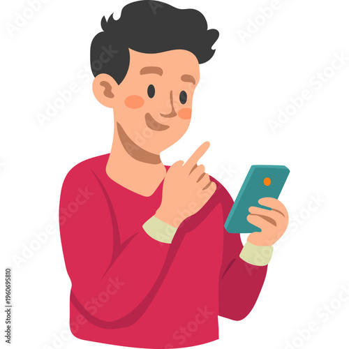 Illustration of Person Using a Mobile Phone
