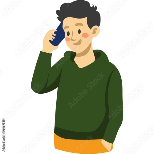 Illustration of Person Using a Mobile Phone