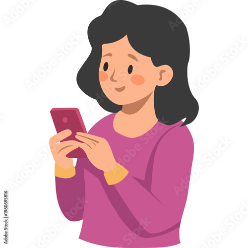 Illustration of Person Using a Mobile Phone