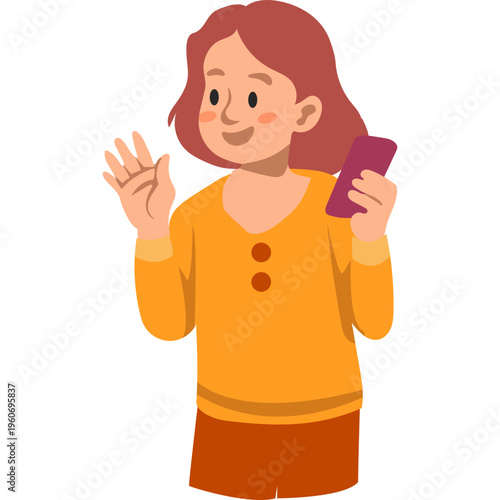 Illustration of Person Using a Mobile Phone