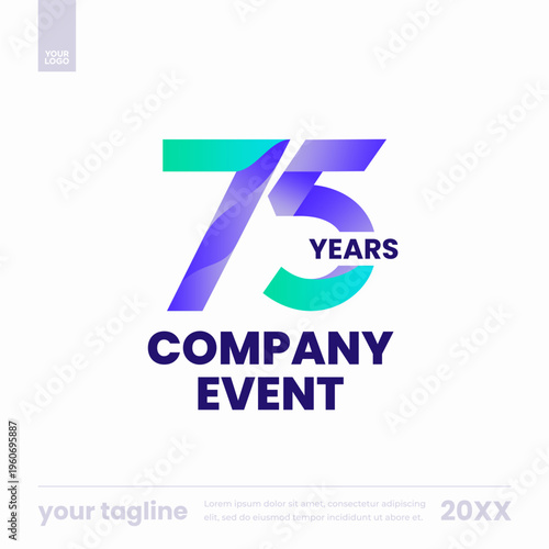 75 years company event modern gradient social media template