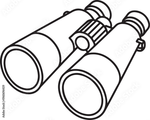 Binoculars Line Art Illustration - Vision and Discovery Concept Icon