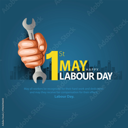 happy Labour day or international workers day vector illustration. labor day and may day celebration design.