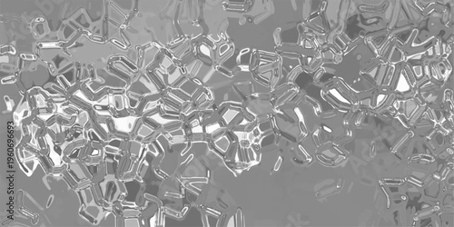 Abstract Metallic Texture with Geometric Crystal Shapes and Silver Liquid Flowing Patterns background