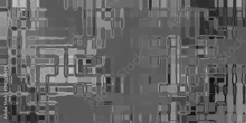 Abstract grayscale geometric pattern with metallic sheen and textured surface resembling liquid metal or frosted glass