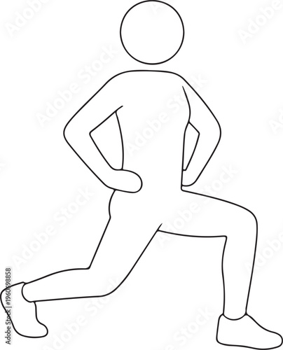Person Doing Lunges Line Art Icon, Fitness and Leg Workout Exercise Illustration