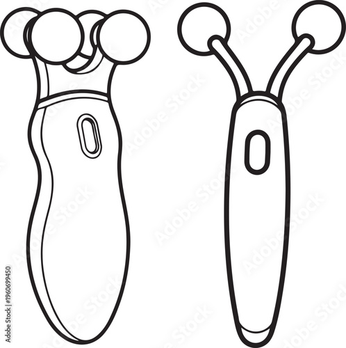 Facial Roller and Massager Set - Skincare Lifting and Rejuvenation Tool Vector