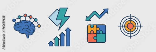Cognitive agility and learning icons – Perfect for personal development, professional upskilling, or school materials.