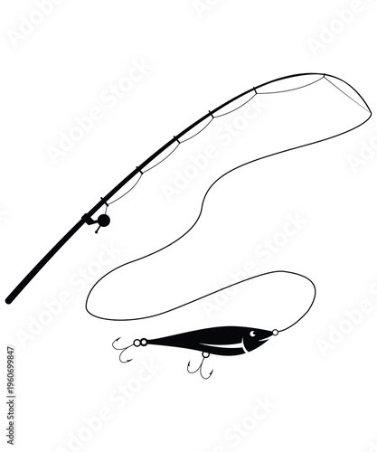 Professional Fishing Tackle Graphic Design on White Background Illustration art