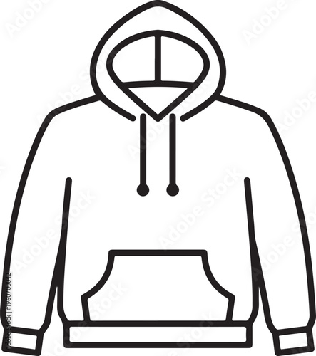 Hoodie Line Icon - Hooded Sweatshirt Outline Vector Illustration for Apparel Mockup