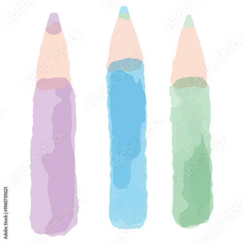 色鉛筆のアイコン・園での生活 水彩のぬくもり：幼稚園HP用ベクターアイコン