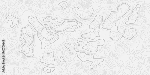 Geographic Topographic Line Map with Smooth Elevation Contours and Abstract Mountain Terrain Seamless Pattern