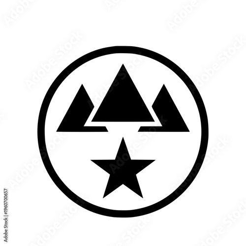 Free Download Minimalist mountain and star logo element in circle. - GFXLoad