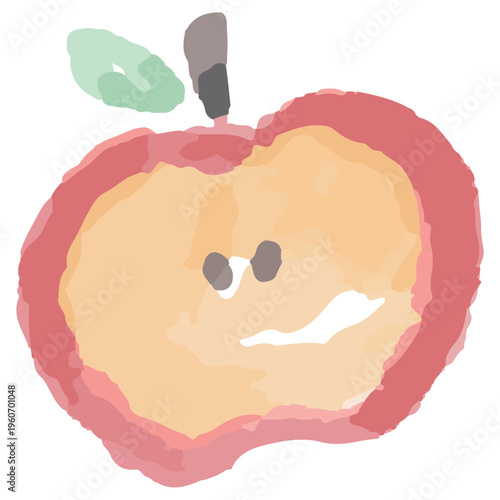 りんごのアイコン・果物・食育 水彩のぬくもり：幼稚園HP用ベクターアイコン