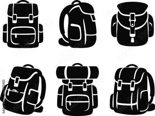 Black and white backpacks with white outlines bags luggage travel school
