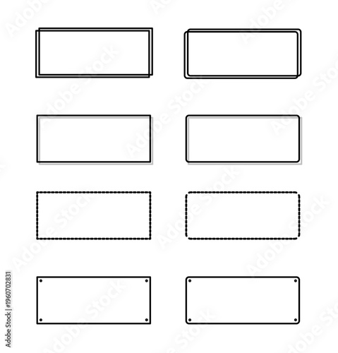 シンプルなフレームセット　長方形・枠線・二重線・点線・影