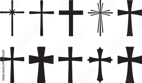 Easter day silhouette crosses symbols of faith and resurrection