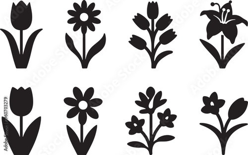 Easter day silhouette flowers tulips daffodils easter silhouette