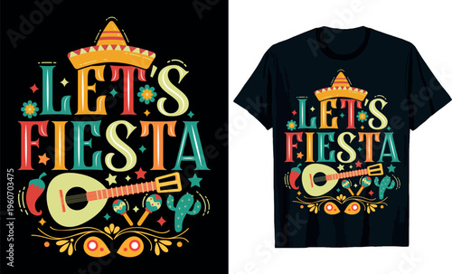 Let's Fiesta Margarita Cinco de Mayo t-shirt design.
