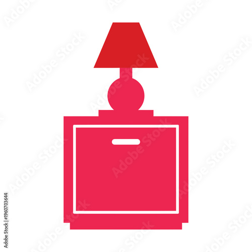 A red icon of a bedside table with a lamp on top